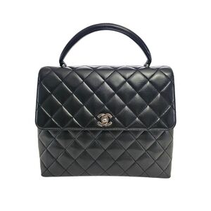 Maxi Flap CHANEL Kelly Black Silver Hardware